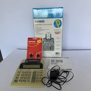 Casio Desk Top Printer Portable Calculator HR100TE. With 2 Ink Rollers! - Picture 1 of 4