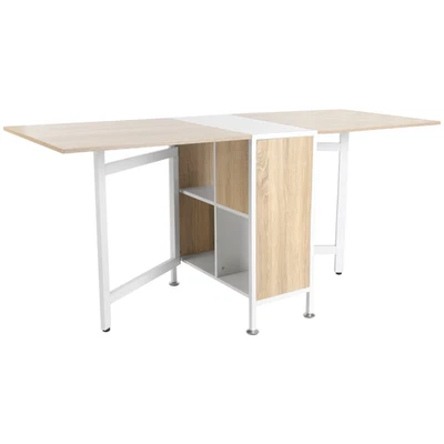 Dinning Table Cube Storage Drop Leaf Folding Store Shelves Oak White  - Image 1 of 4
