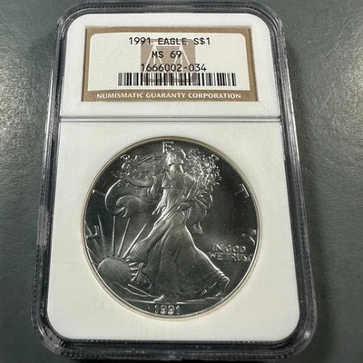 Silver Eagle 1991 NGC MS69 (86975) Foto 1 de 2