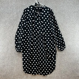 Banana Republic Women's Button Up Dress Size 14 Black White Polka Dot Belt - Picture 1 of 10