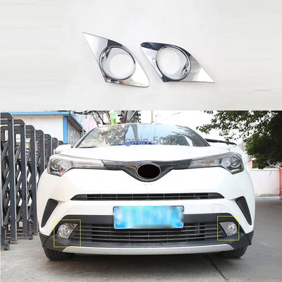 ABS Chrome Front Fog Light Lamp Frame Cover Trim For 2016-2019 Toyota C-HR CHR Foto 1 de 4