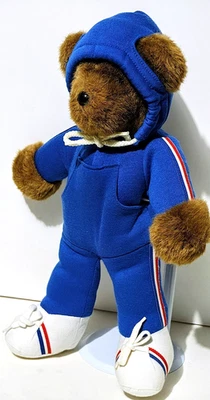 Albert Running Bear - 13 дюймов плюшевый - N. American Bear Co. - синий спортивный костюм - 1979 - Изображение 1 из 4