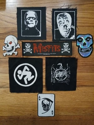 MIXED ODDBALL PUNK ROCK CLASSIC HORROR PATCH LOT BATTLE VEST DRI MISFITS KARLOFF - Image 1 of 4
