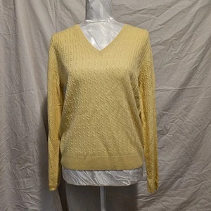 Brooks Brothers 346 Silk Cashmere NWT Cable Knit V-Neck Sweater - Women's M - Picture 1 of 6