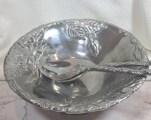 Vtg Arthur Court Designs 2002 Aluminum Grapes & Leaves Bowl 12” + SERVING SET - Picture 1 of 7