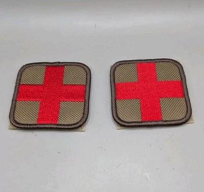 2x Parche Condor Medic Morale Coyote Marrón Con Cruz Roja Gancho Lazo Trasero 2" X 2"  Foto 1 de 4