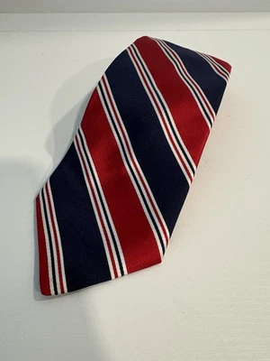 NEW Nautica Men's Neck Tie Red White Blue Diagonal 100% Silk, Made in USA , NWOT - Image 1 of 4