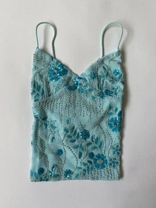 y2k sequin backless cami top size s 90s 2000s festival rave boho bohemian fairy - Picture 1 of 10