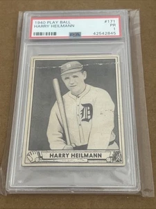 1940 Play Ball #171 Harry Heilmann Slug HOF Graded PSA 1 ALL-TOME GREAT PLAYER! - Picture 1 of 3