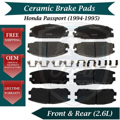 New OE Front & Rear Ceramic Brake Pads Kit For 1994-1995 Honda Passport 9 Yr War Foto 1 de 4