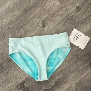 NWT Athleta Girl Reversible Mid Rise Swim Bottom Aqua / Tie Dye Size L / 12 - Picture 1 of 6
