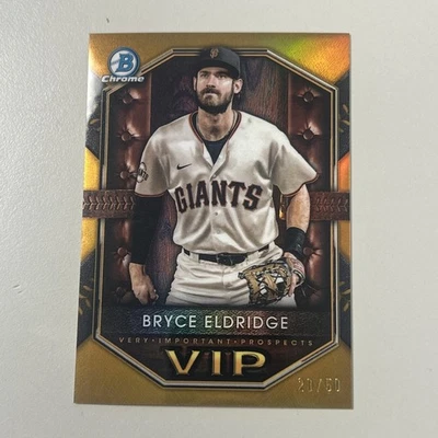 2025 Bowman Chrome Bryce Eldridge Giants VIP Gold Refractor #’d /50 #VIP-5 - Image 1 of 4