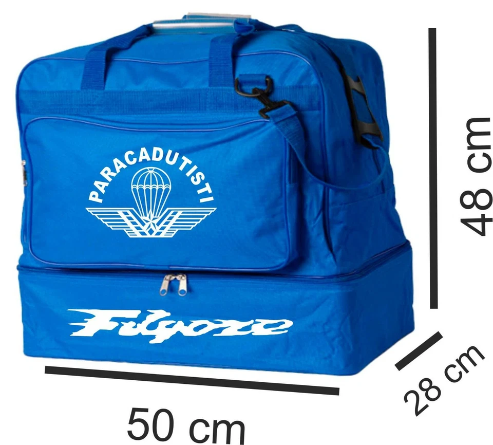 Borsone blu royal  personalizzato stampa Paracadutisti Folgore Brevetto Bianco - Immagine 1 di 1