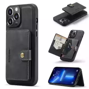 Lujo 2 en 1 Magnético Desmontable Bolsa Billetera Estuche Cubierta para iPhone y Samsung - Imagen 1 de 14