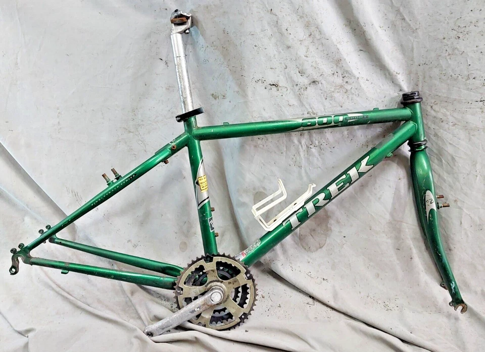 Cuadro de bicicleta Trek 800 MTB 2005 16,5" pequeño rígido rígido cromo verde envío EE. UU. Foto 1 de 4