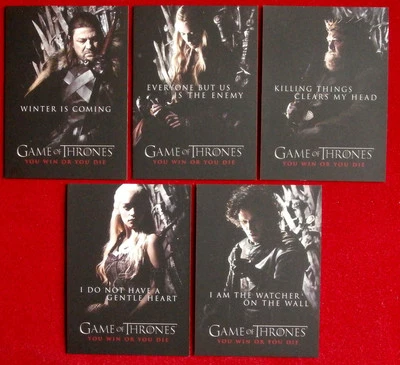 GAME OF THRONES - SEASON ONE - "You Win Or You Die" CHASE SET (5 cards) - 2012 - Image 1 of 4
