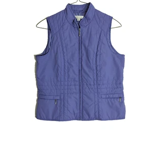 Coldwater Creek Women Size M Puffer Snap Front/Zippered Pockets Vest Purple 2030 - Picture 1 of 9