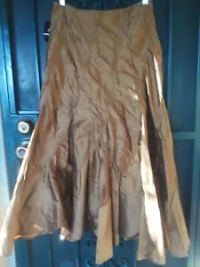 Areli Flared Midi Skirt Ruched Raw Silk Gold size 2 NWT - Picture 1 of 5
