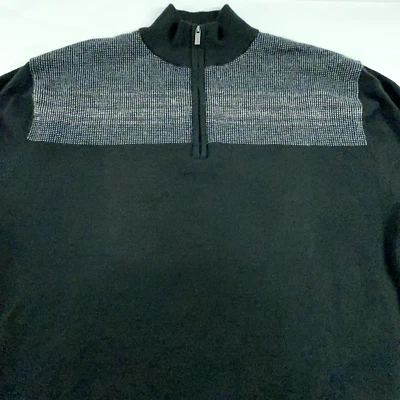 Suéter Nicklaus Para Hombres Grande Negro Gris Bloque de Color 1/4 Cremallera Golf Exterior Pullover Foto 1 de 4