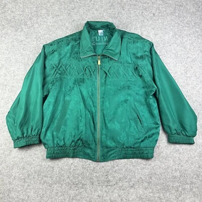 Chaqueta De Colección Fu Da International 100% Seda Para Mujer PL Pequeña Grande Verde Floral* Foto 1 de 4