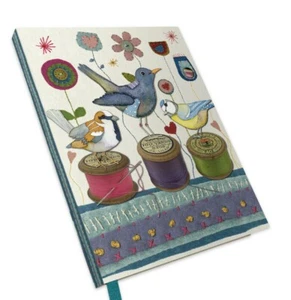 Stitched Birdies Bobbin Reel  Bound Notebook - Knitting crochet - Emma Ball N33 - Picture 1 of 4