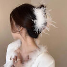Ostrich Feather Hair Claw Plush Hair Winter Fluffy Vintage Clip Hairpins Party
