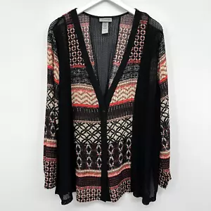 Catherines Cardigan Jacket 1X Sheer Mesh Stretch Statement Artsy Boho Goth Edgy - Picture 1 of 13