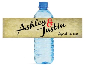 100 Vintage Script Wedding Anniversary Engagement Party Water Bottle labels - Picture 1 of 5