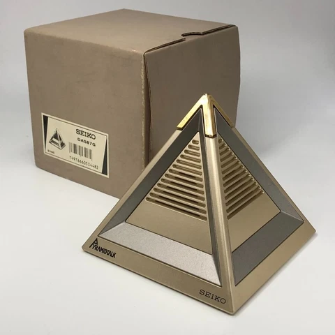 Very Rare! SEIKO PYRAMID TALK Clock DA587G Japanese Edtion with Box, manual Cover