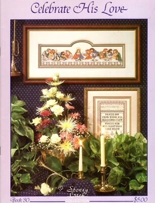 "Celebrate His Love" Last Supper, Psalm 23 Christian Cross Stitch Book 30 UNUSED - Image 1 of 3