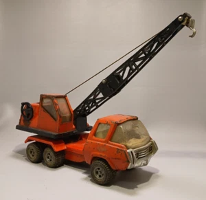 Vintage 1970s Tonka Crane Boom Truck w/ Metal Hook Pressed Steel Toy Orange - Picture 1 of 10