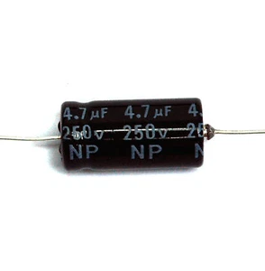 10 piezas Condensador Electrolítico NPT Axial 2000hr +105°C RoHS NP 4.7uF 250V φ10x21mm - Imagen 1 de 2