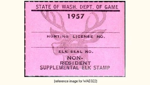 D2K Washington Elk 1957 ($25.00) Non-Resident - Image 1 of 1