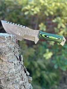 10 in FULL TANG DAMASCUS STEEL BUCK Hunting Tracker Survival Tactical Knife - Picture 1 of 6