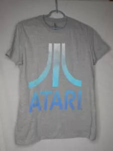 Blue Grey Atari Tee T-Shirt Short Sleeve cotton blend Unisex Sz M Retro Gaming - Picture 1 of 3