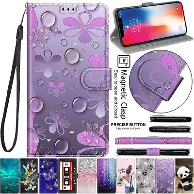 For Samsung Galaxy A15 A14 A13 A54 A55 Magnetic Leather Pattern Cards Phone Case - Image 1 of 4