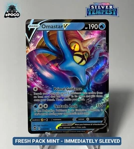 Omastar V 035/195 Ultra Rare Pokemon TCG Silver Tempest Card MINT SHIPPED TODAY - Picture 1 of 2