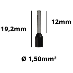 Aderendhülsen 1,50mm² schwarz isoliert Hülse 12mm Gesamtlänge 19,2mm - Bild 1 von 13