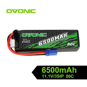 2X Ovonic 11.1 V  80C 6500mAh 3S LiPo Akku EC5 für RC Auto LKW 1/10 ARRMA Tyhpon - Bild 1 von 10