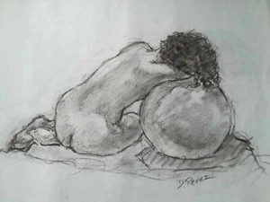 figure drawing from live model, charcoal on paper 11x14 - Bild 1 von 1
