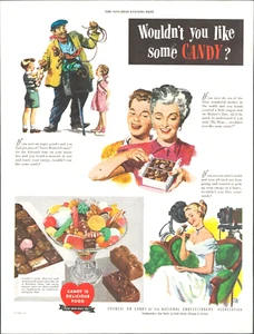1948 candy chocolate vintage art Print Ad organ grinder monkey kids - Picture 1 of 1