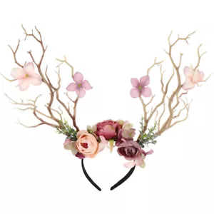 Christmas Antler Headband Funny Headdress Elk Hair Hair Accessories - Picture 1 of 12