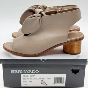 Bernardo Luna Leather Slingback Sandals Block Heel Open Toe Clay size 7 Womens - Picture 1 of 12