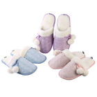 Women's Cable Knit Plush Faux Fur Scuff Memory Foam House Slippers With Pom Poms