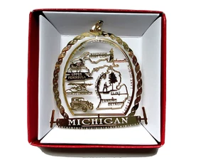 Michigan State Landmarks Ornament Brass Travel Souvenir - Picture 1 of 6