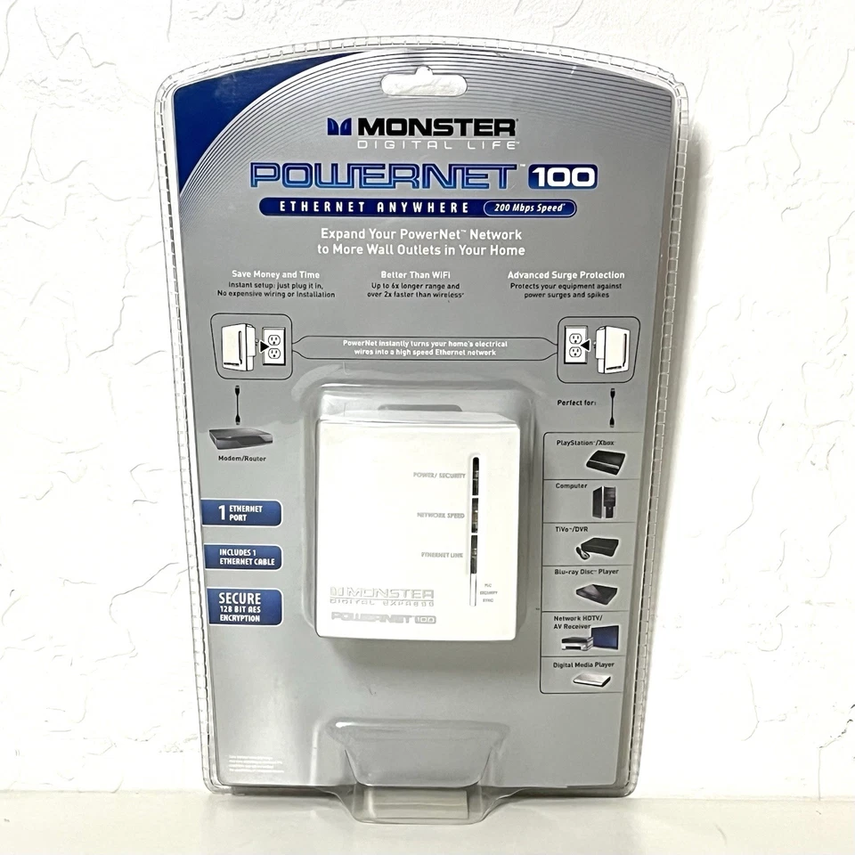 Monster Digital Express Powernet 100 Network Expansion Adapter - New Sealed - Image 1 of 4