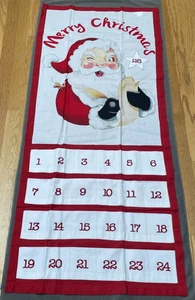 NWT Pottery Barn Kids Advent Calendar Santa Christmas w 25 Pockets 51x23 - Picture 1 of 10