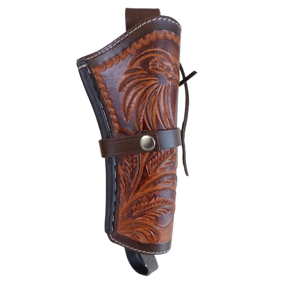 Western Cross Draw Holster – Hand Tooled Leather – Cowboy Revolver Holster - Image 1 of 1