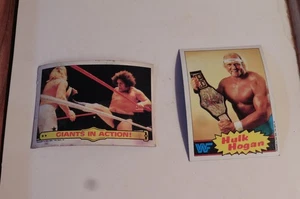 Pair of Vtg 1985 WWF Wrestling Trading Cards Hulk Hogan Andre Giants in Action - Picture 1 of 3