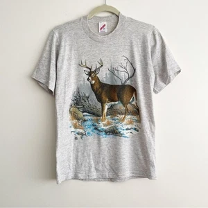 Camiseta Gráfica Vintage Años 90 Ciervo Buck Caza Naturaleza Animal Jerzees Invierno - Imagen 1 de 9